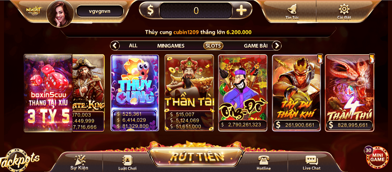 Sảnh game nổ hũ chất lượng được trang bị từ Nhatvip club